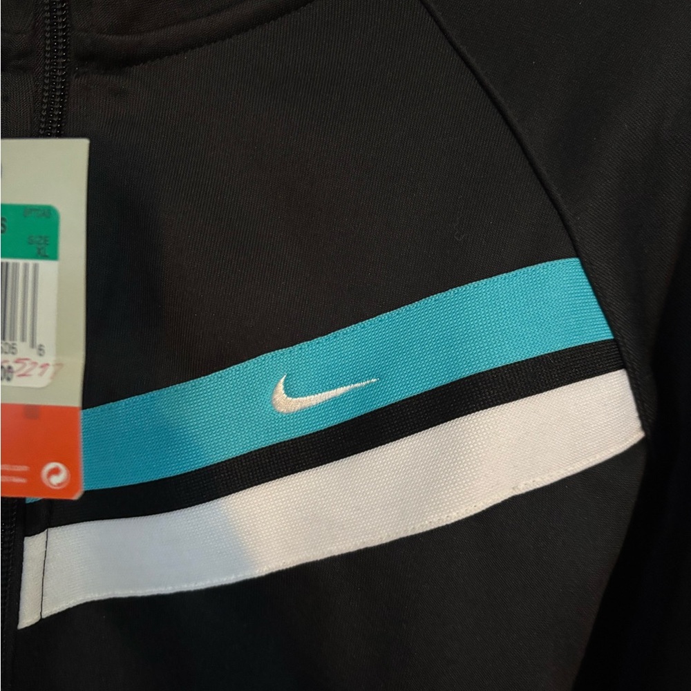 Nike Black Jacket with Teal and White Stripes - Picture 2 of 5